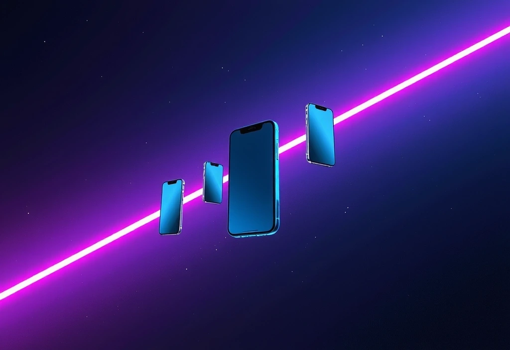 Dispositivos móviles flotando en el espacio